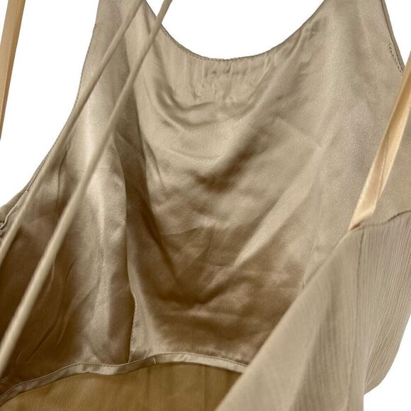 Milly Silk Beaded Halter Dress Knee Length Beige Formal Size 2 Party Cocktail - Picture 12 of 15